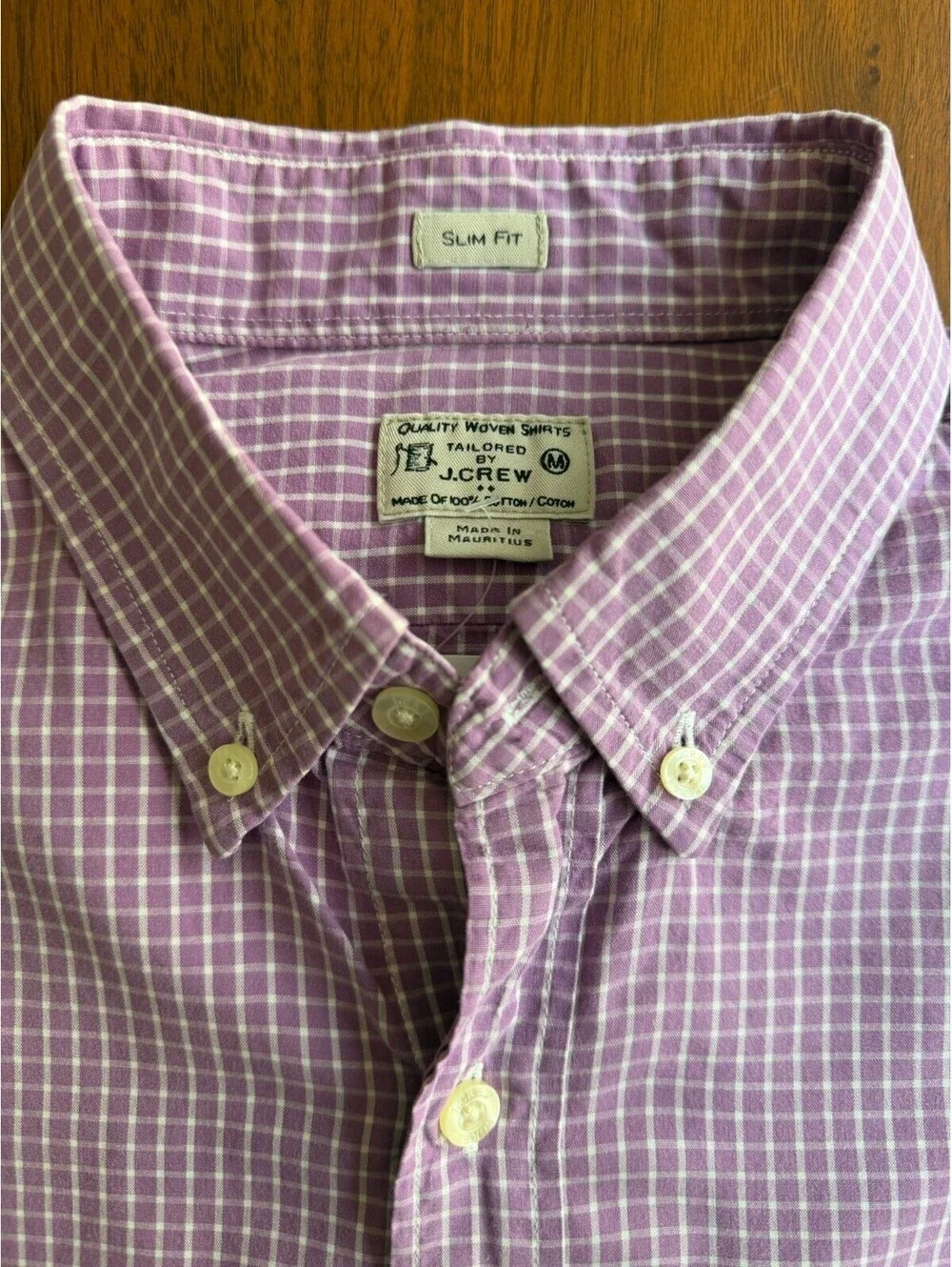 J.Crew Men's Slim Fit Button-Down Shirt Purple & White Check - Size M
